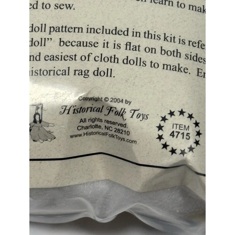 Rag Doll Craft Kit Historical Folk Toys LLC 4715 Blonde Blue Dress